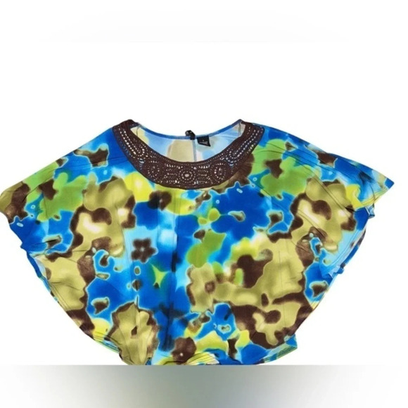 New Directions Gorgeous Multicolor Flowy Sleeves Top - Picture 1 of 7
